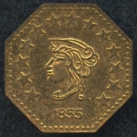 1855 california gold coin octagonal.